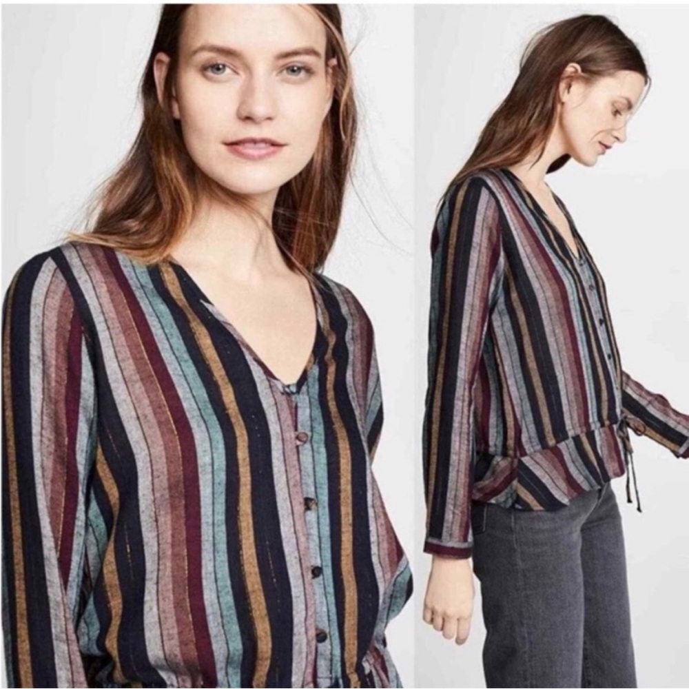 Rails Multicolor Striped Button-Up Blouse